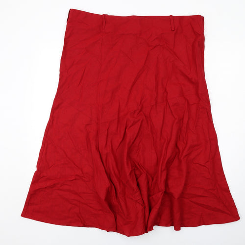 Debenhams Womens Red Linen A-Line Skirt Size 20 Zip