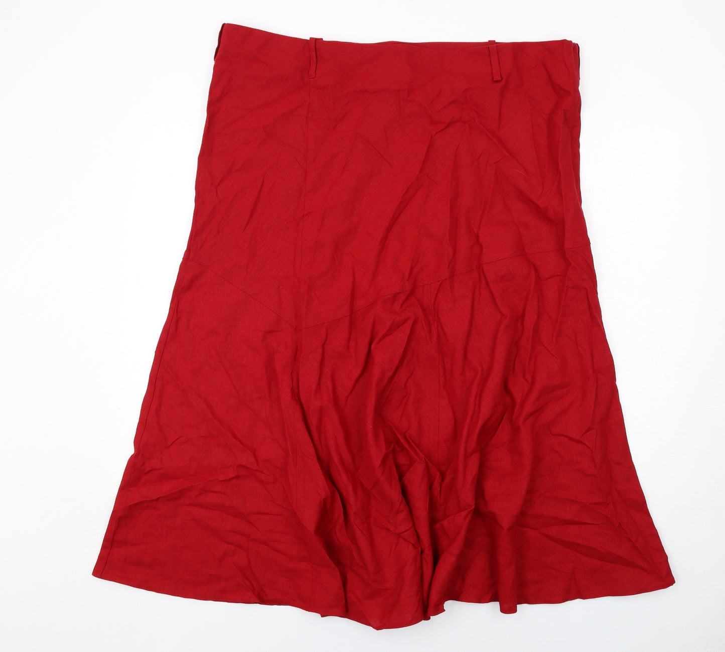 Debenhams Womens Red Linen A-Line Skirt Size 20 Zip