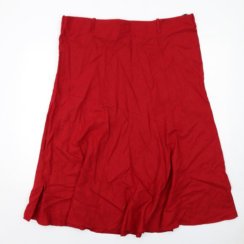 Debenhams Womens Red Linen A-Line Skirt Size 20 Zip