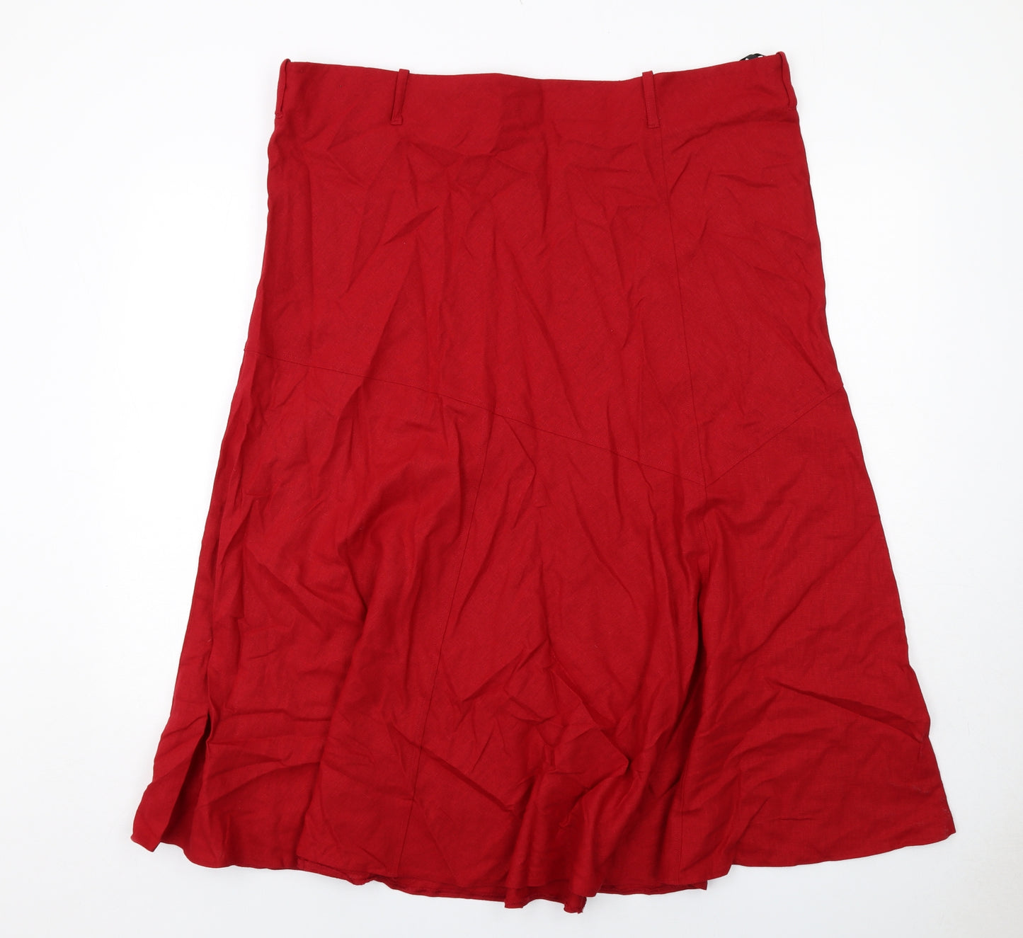 Debenhams Womens Red Linen A-Line Skirt Size 20 Zip