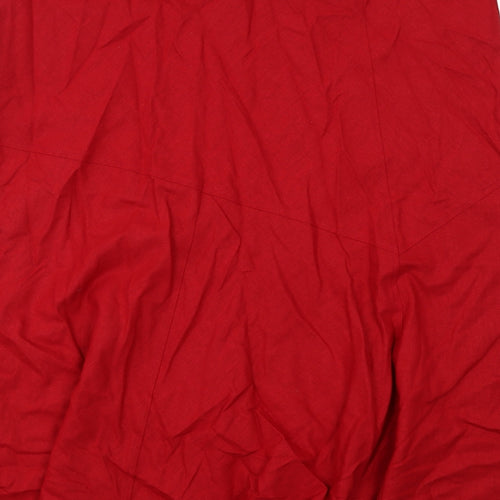 Debenhams Womens Red Linen A-Line Skirt Size 20 Zip