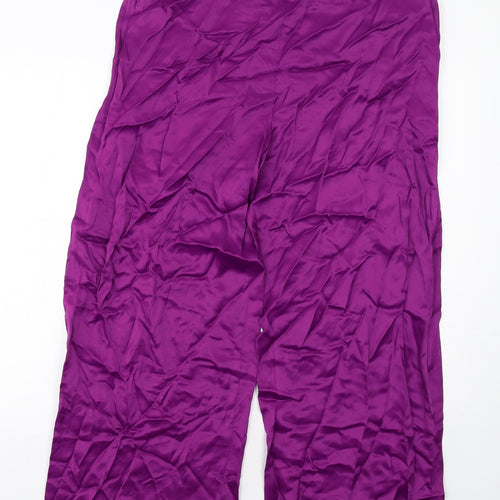 Marks and Spencer Womens Purple Viscose Trousers Size 18 Regular
