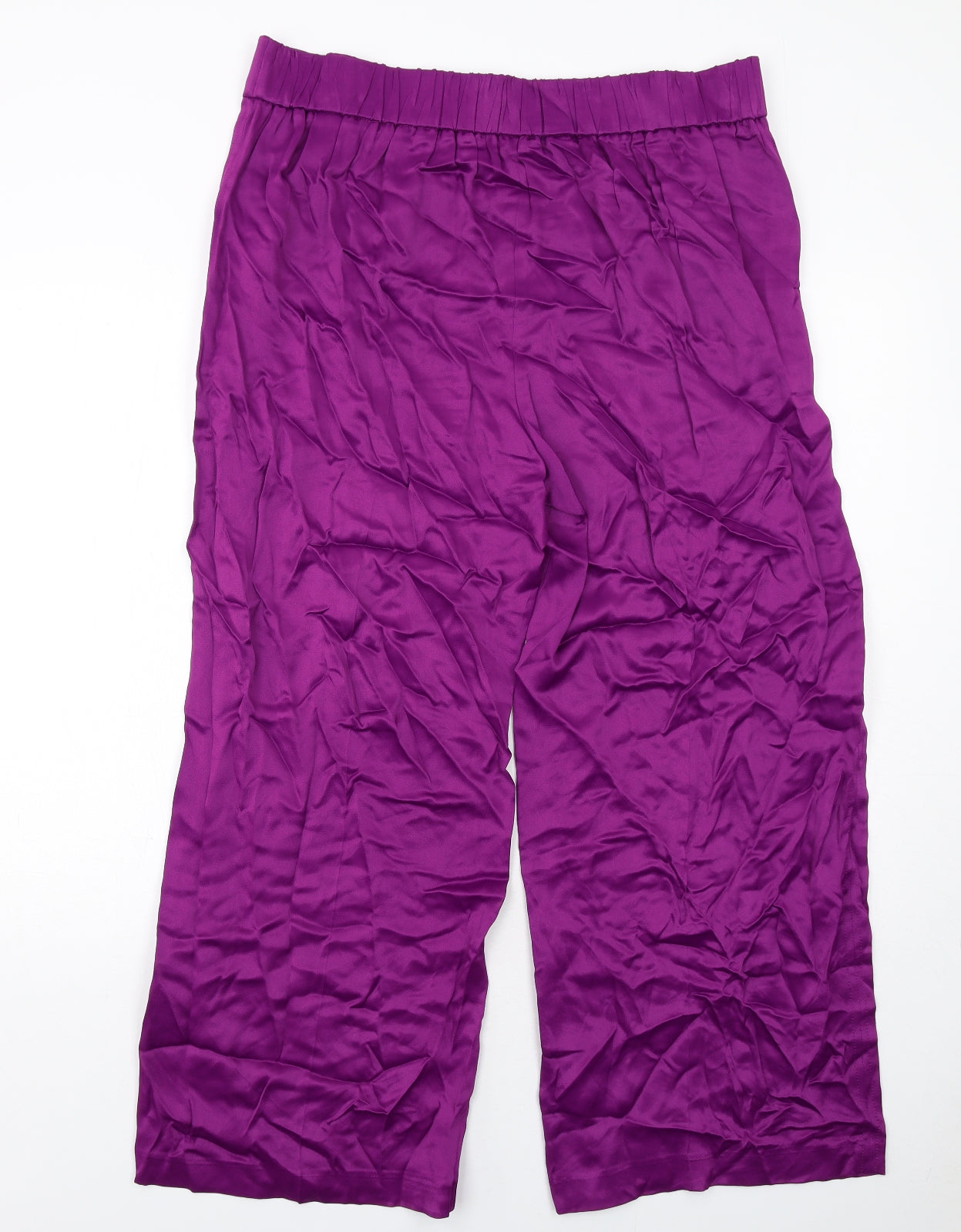 Marks and Spencer Womens Purple Viscose Trousers Size 18 Regular