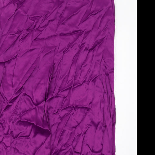 Marks and Spencer Womens Purple Viscose Trousers Size 18 Regular