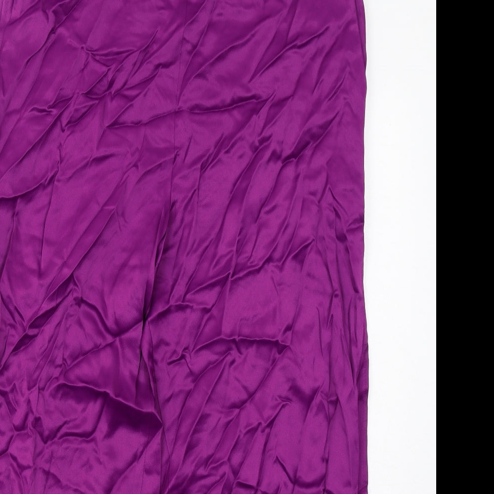 Marks and Spencer Womens Purple Viscose Trousers Size 18 Regular