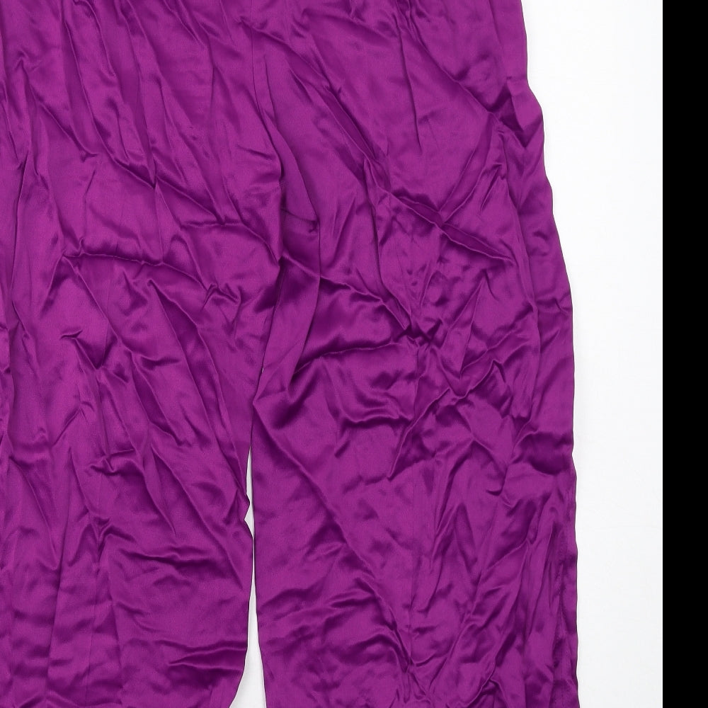 Marks and Spencer Womens Purple Viscose Trousers Size 18 Regular