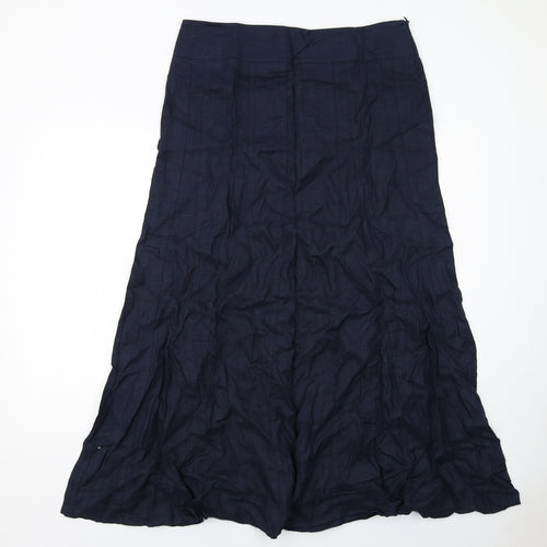 Per Una Womens Blue Linen A-Line Skirt Size 14 Zip