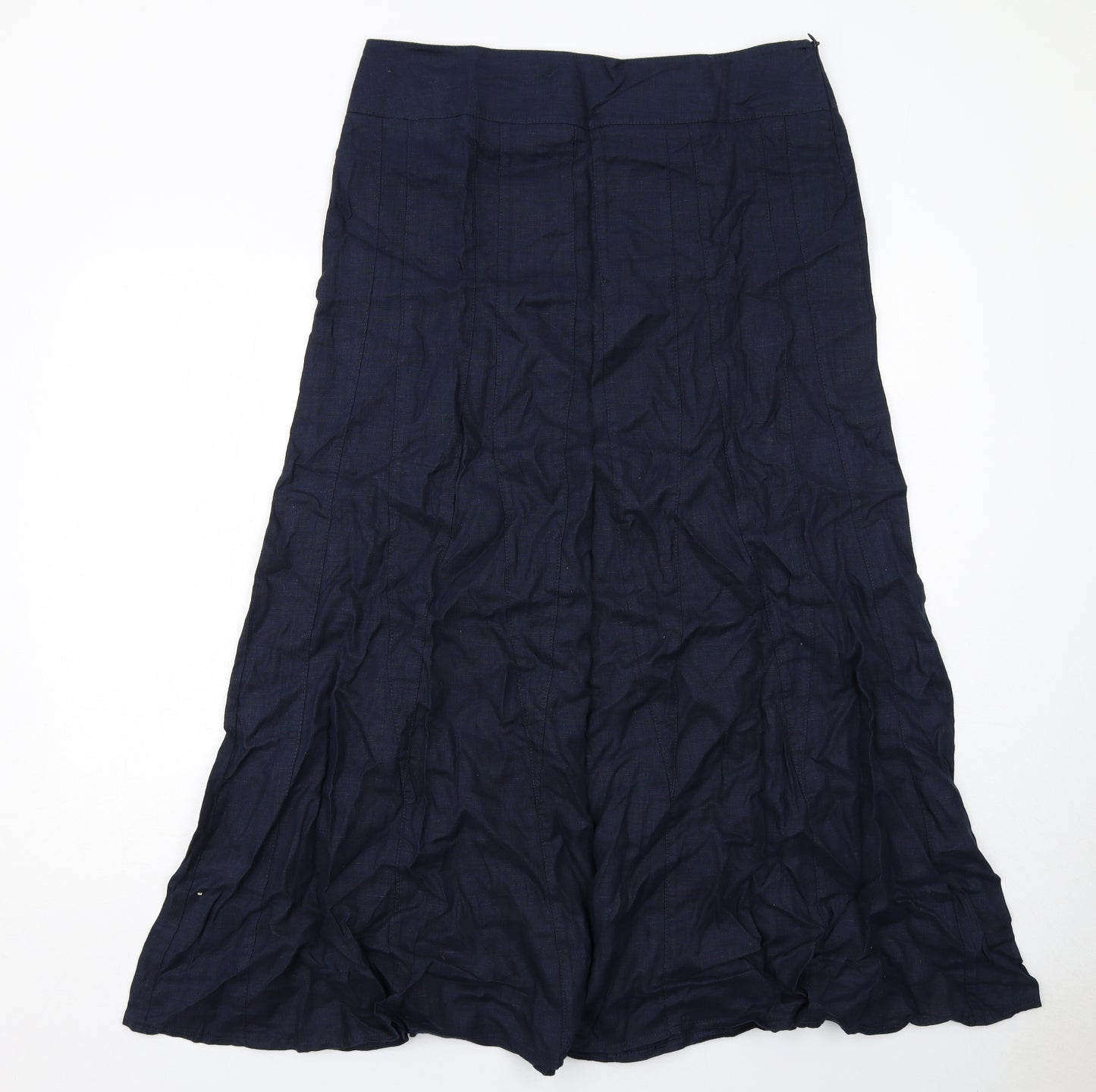 Per Una Womens Blue Linen A-Line Skirt Size 14 Zip