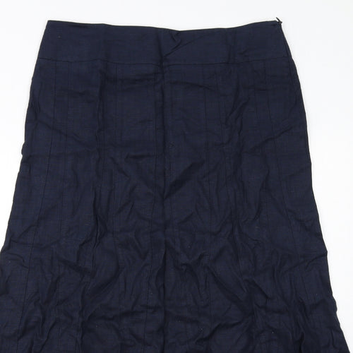 Per Una Womens Blue Linen A-Line Skirt Size 14 Zip