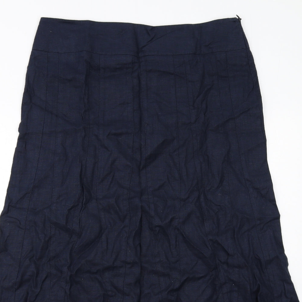 Per Una Womens Blue Linen A-Line Skirt Size 14 Zip