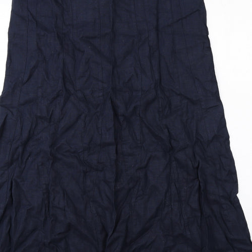 Per Una Womens Blue Linen A-Line Skirt Size 14 Zip