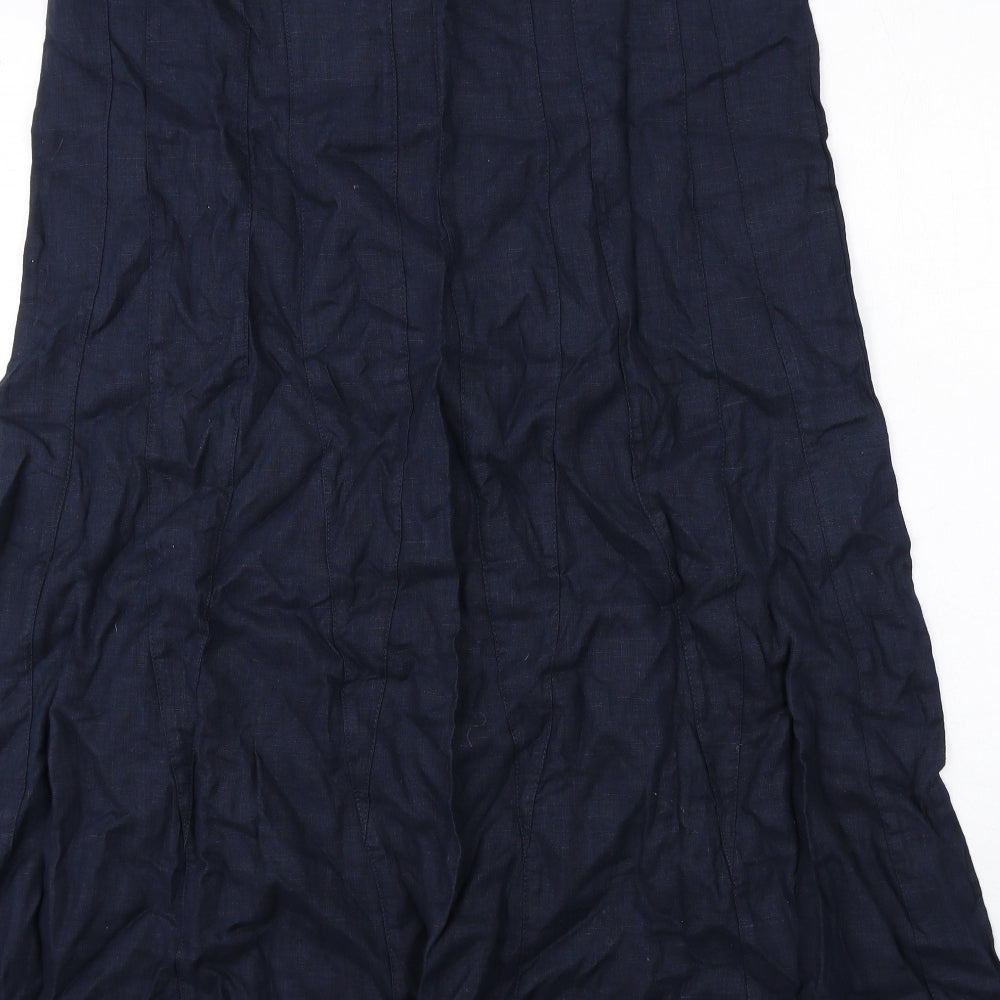 Per Una Womens Blue Linen A-Line Skirt Size 14 Zip