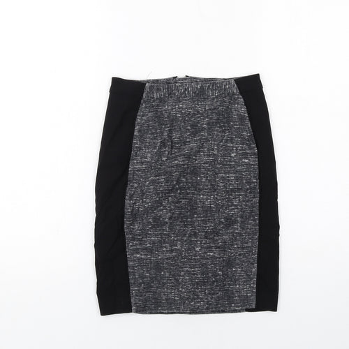 H&M Womens Grey Geometric Viscose Bandage Skirt Size 4 Zip