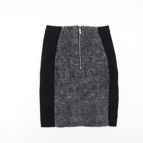 H&M Womens Grey Geometric Viscose Bandage Skirt Size 4 Zip