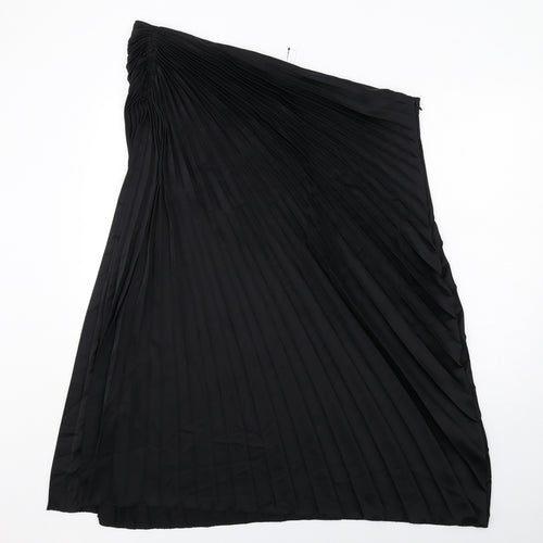 Marks and Spencer Womens Black Polyester A-Line Skirt Size 22 Zip