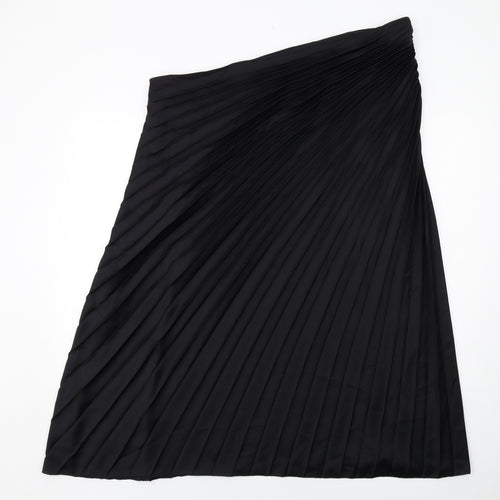 Marks and Spencer Womens Black Polyester A-Line Skirt Size 22 Zip