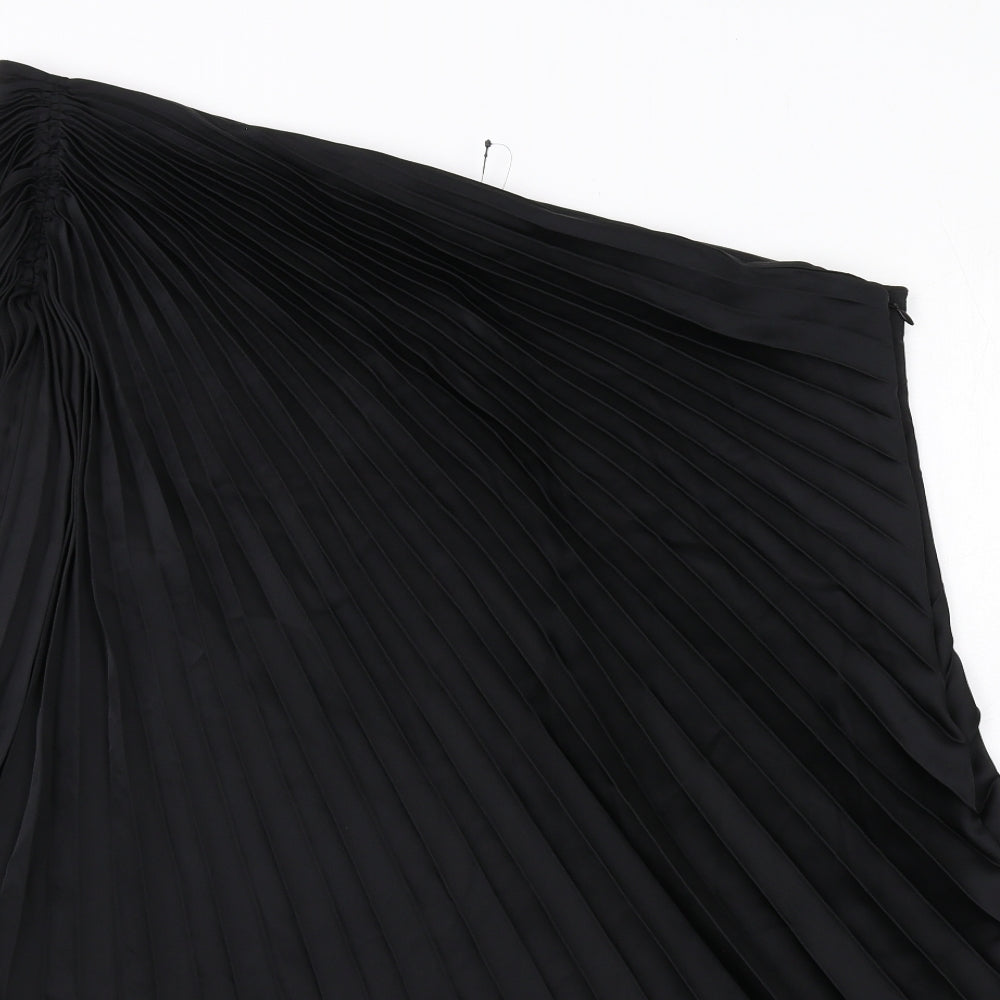 Marks and Spencer Womens Black Polyester A-Line Skirt Size 22 Zip