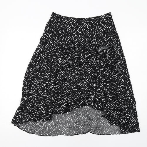 Oasis Womens Black Polka Dot Viscose A-Line Skirt Size 14 Zip