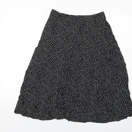 Oasis Womens Black Polka Dot Viscose A-Line Skirt Size 14 Zip