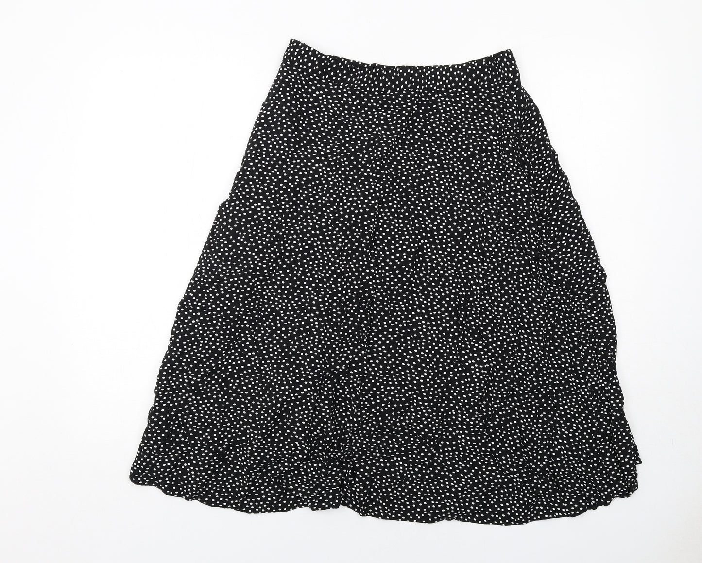 Oasis Womens Black Polka Dot Viscose A-Line Skirt Size 14 Zip