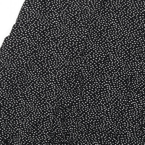 Oasis Womens Black Polka Dot Viscose A-Line Skirt Size 14 Zip