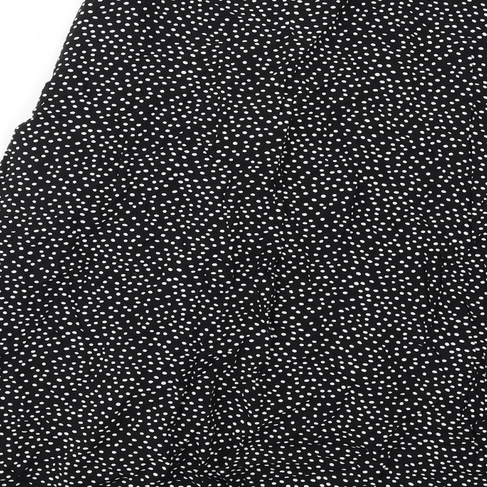 Oasis Womens Black Polka Dot Viscose A-Line Skirt Size 14 Zip
