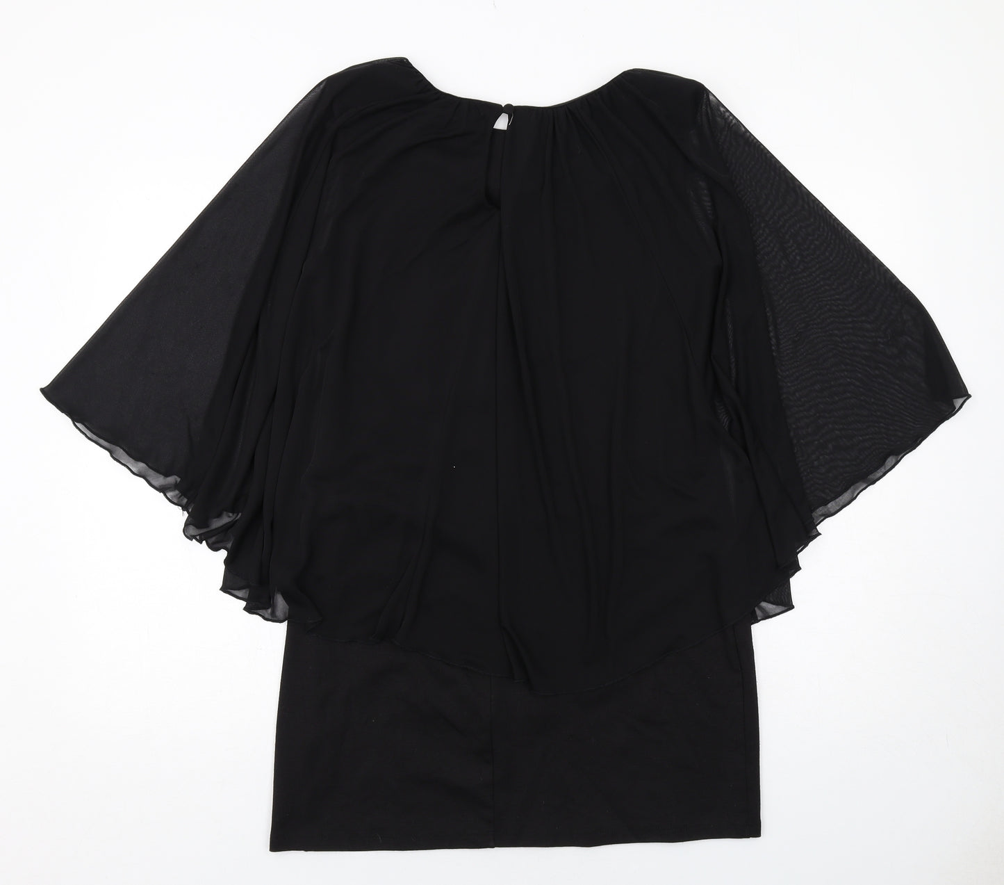 Follow Your Dream Womens Black Polyester A-Line Size 14 Round Neck Button - Chiffon overlay