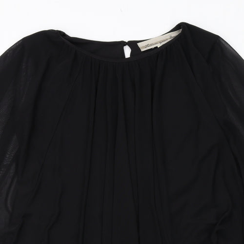 Follow Your Dream Womens Black Polyester A-Line Size 14 Round Neck Button - Chiffon overlay
