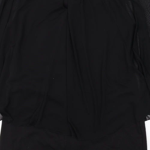 Follow Your Dream Womens Black Polyester A-Line Size 14 Round Neck Button - Chiffon overlay