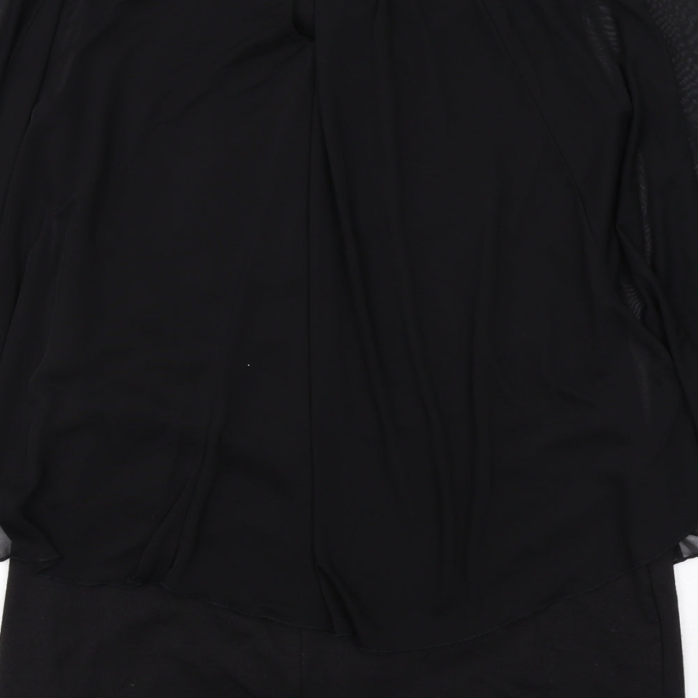 Follow Your Dream Womens Black Polyester A-Line Size 14 Round Neck Button - Chiffon overlay