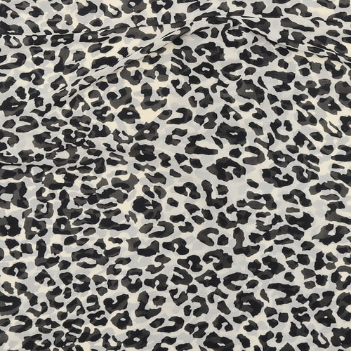 Anthology Womens Ivory Animal Print Polyester Basic Blouse Size 28 Round Neck - Leopard Print