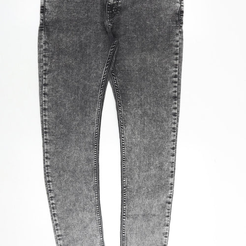 Topman Mens Grey Cotton Skinny Jeans Size 34 in Extra-Slim Zip