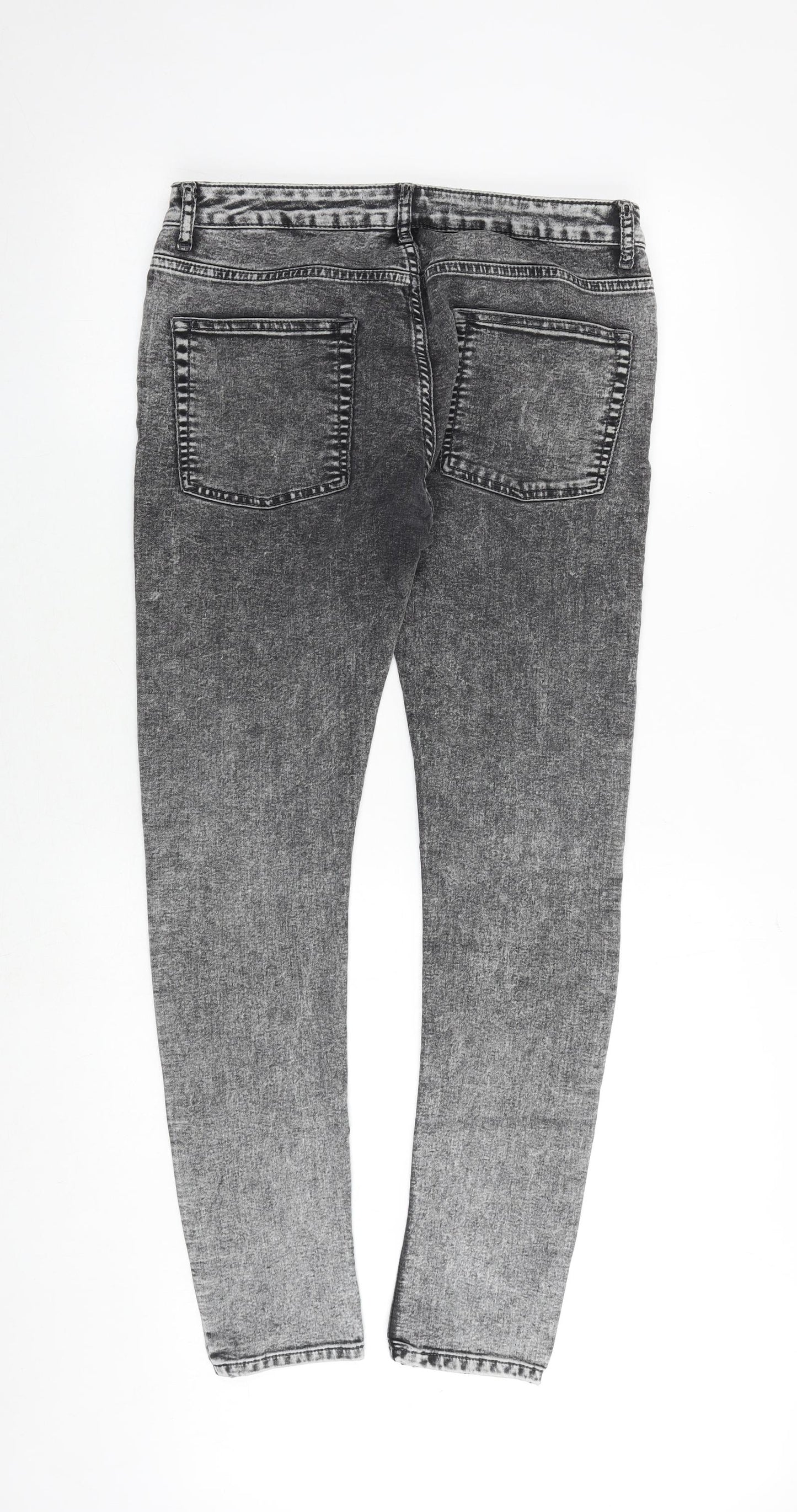 Topman Mens Grey Cotton Skinny Jeans Size 34 in Extra-Slim Zip