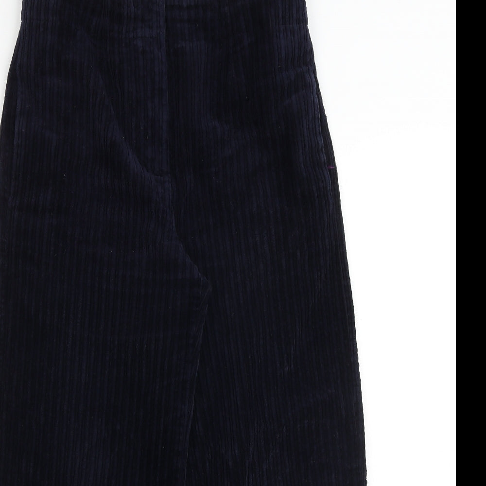 Marks and Spencer Womens Blue Cotton Trousers Size 12 Regular Zip