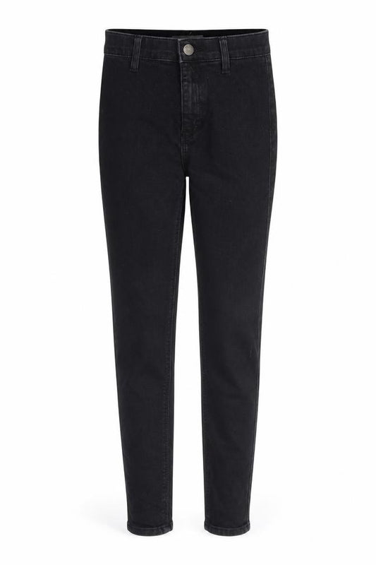 Front view of Topshop women’s black cotton skinny jeans, size UK 26, in regular zip