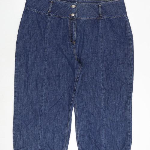 NEXT Womens Blue Cotton Straight Jeans Size 22 Regular Zip - Cropped