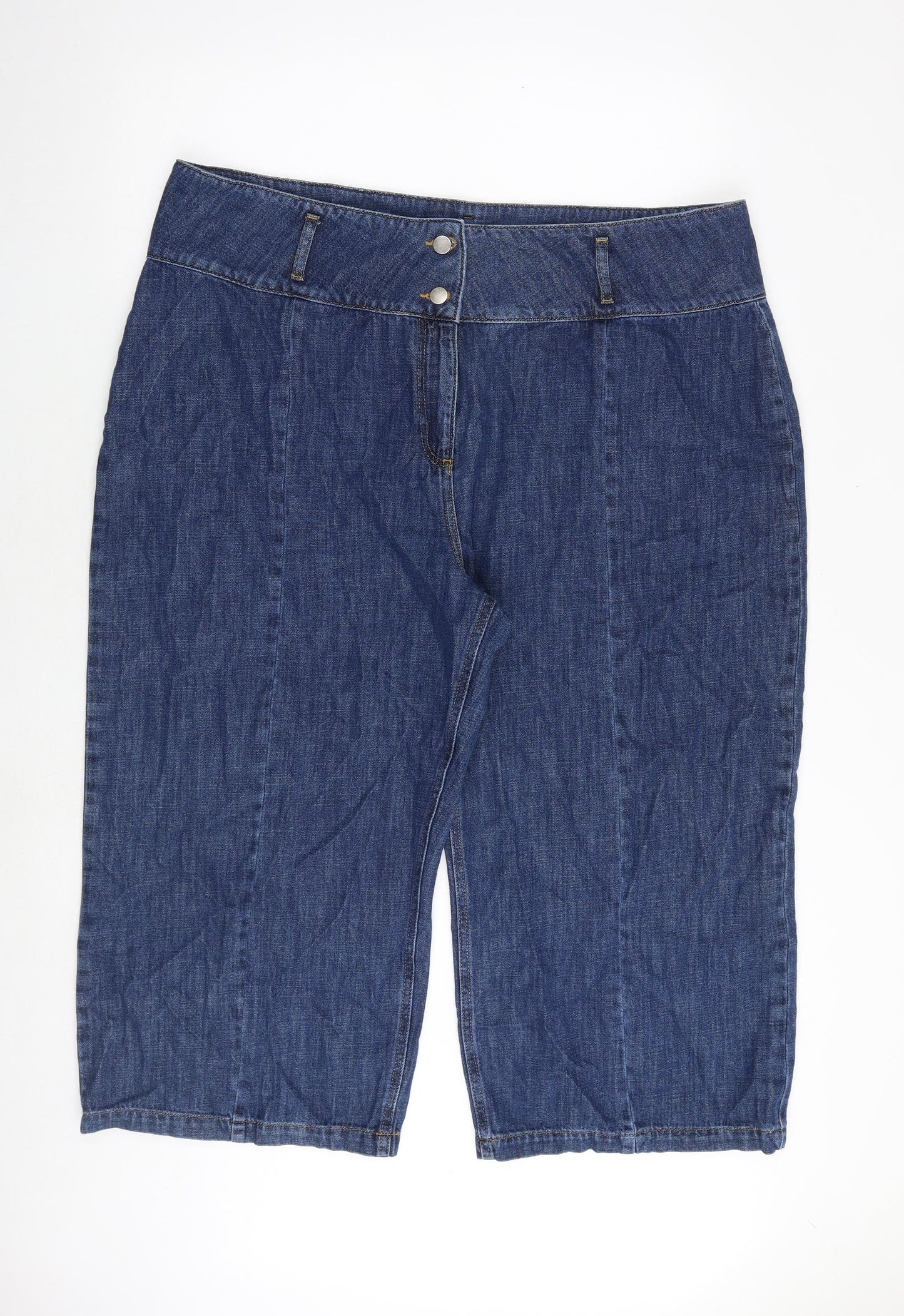 NEXT Womens Blue Cotton Straight Jeans Size 22 Regular Zip - Cropped