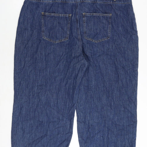 NEXT Womens Blue Cotton Straight Jeans Size 22 Regular Zip - Cropped