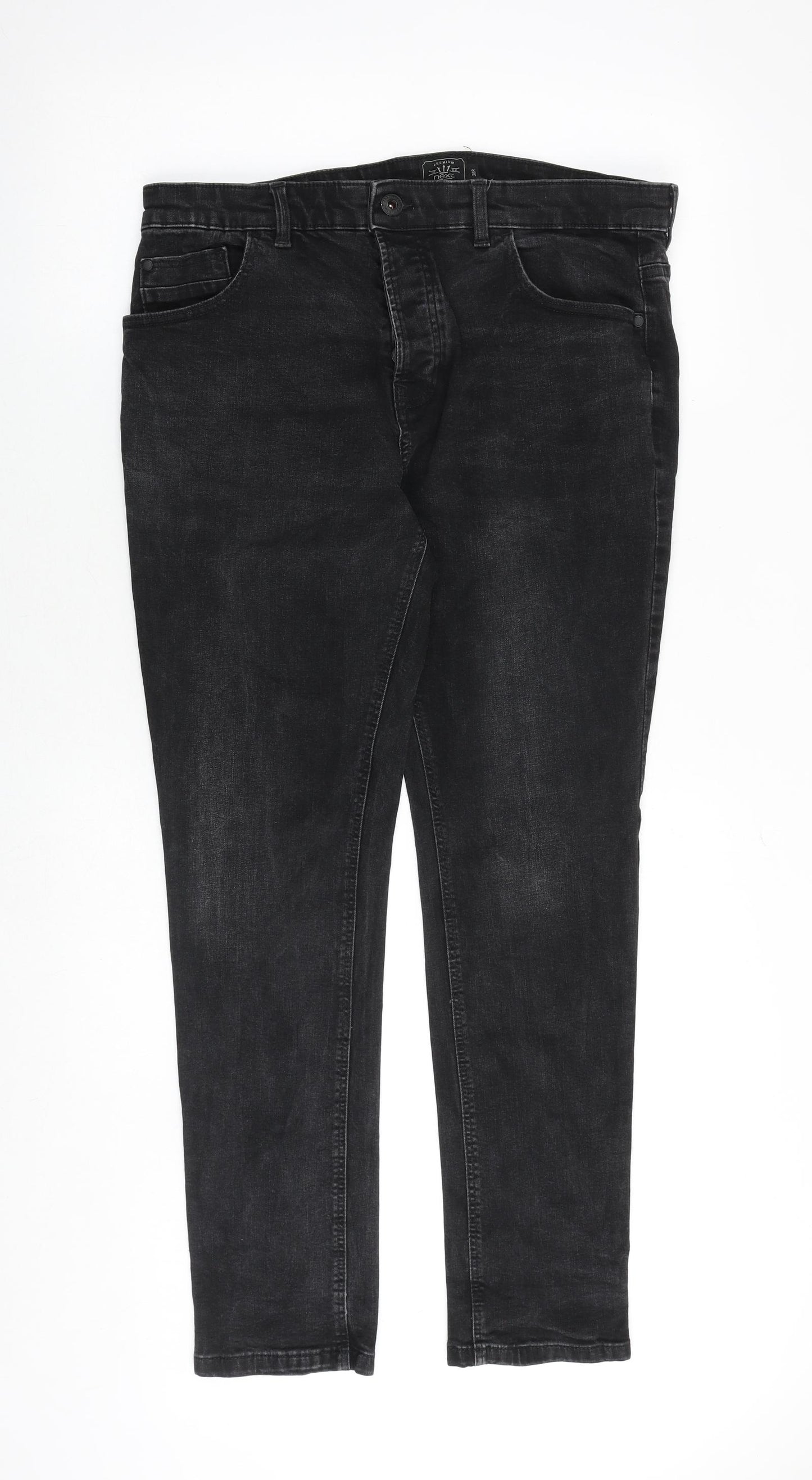 NEXT Mens Black Cotton Skinny Jeans Size 36 in Slim Button