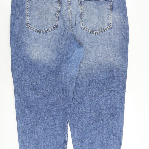 New Look Womens Blue Cotton Mom Jeans Size 18 Regular Zip