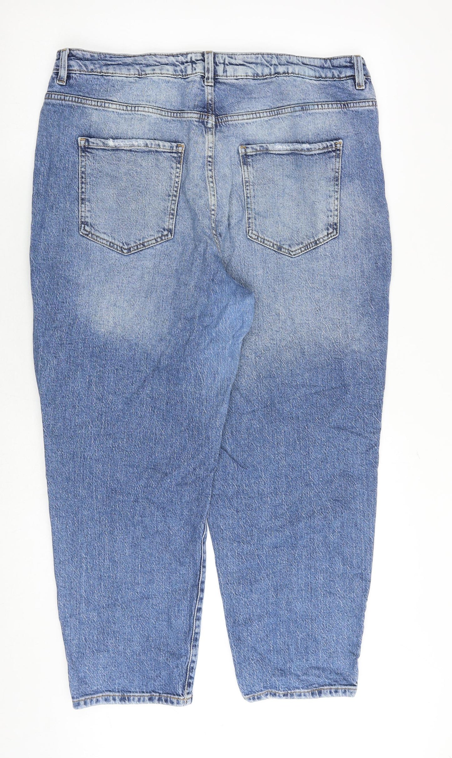 New Look Womens Blue Cotton Mom Jeans Size 18 Regular Zip