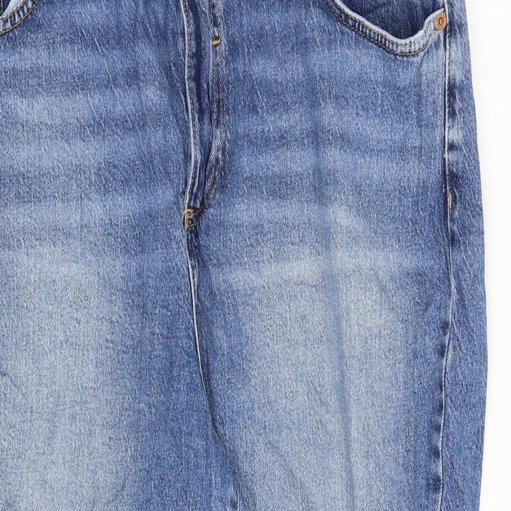 New Look Womens Blue Cotton Mom Jeans Size 18 Regular Zip