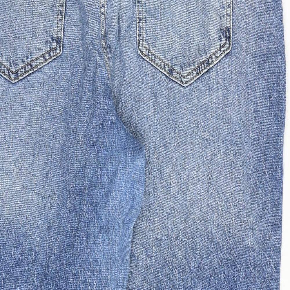 New Look Womens Blue Cotton Mom Jeans Size 18 Regular Zip