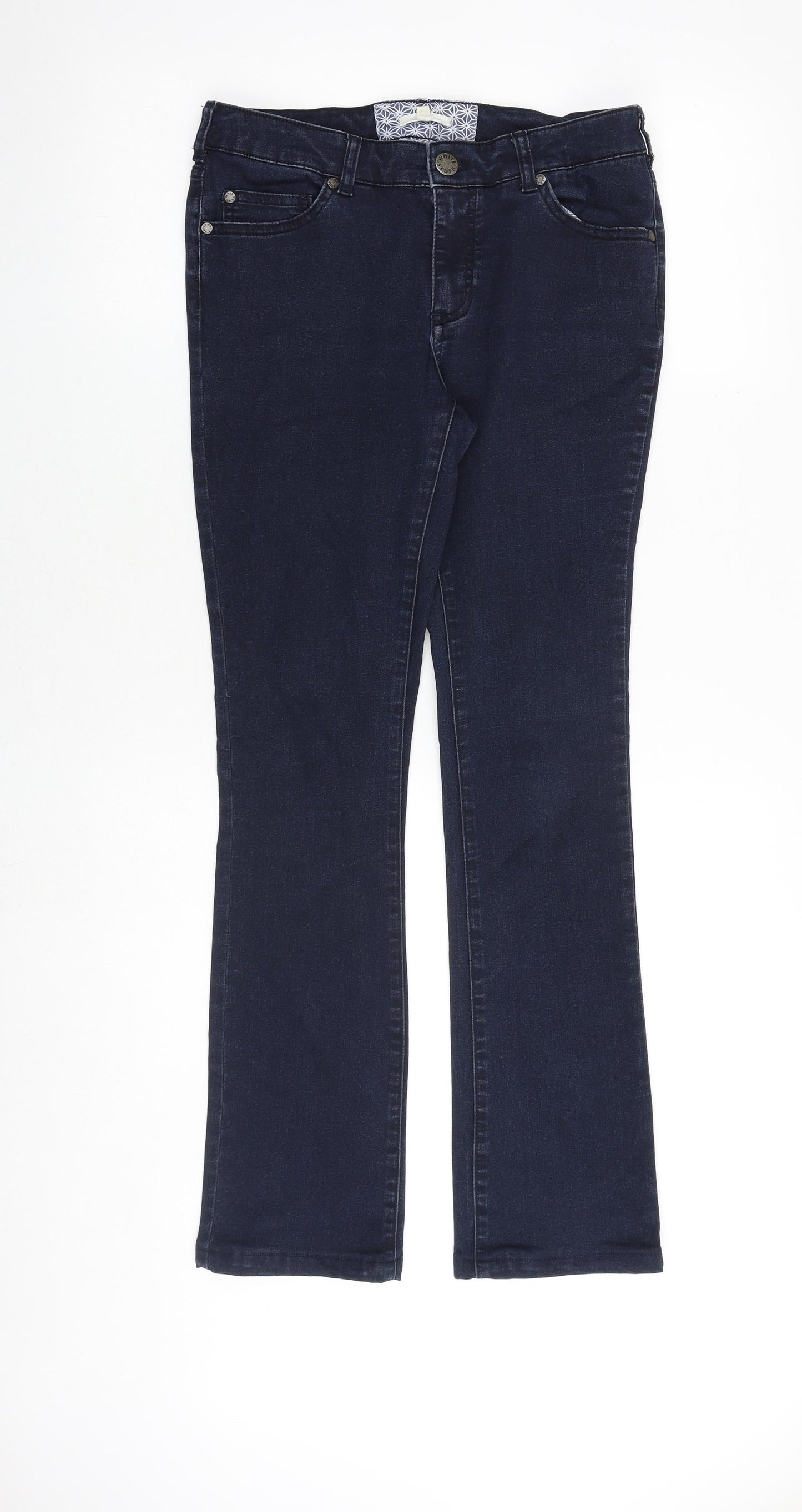 White Stuff Womens Blue Cotton Straight Jeans Size 10 Regular Zip