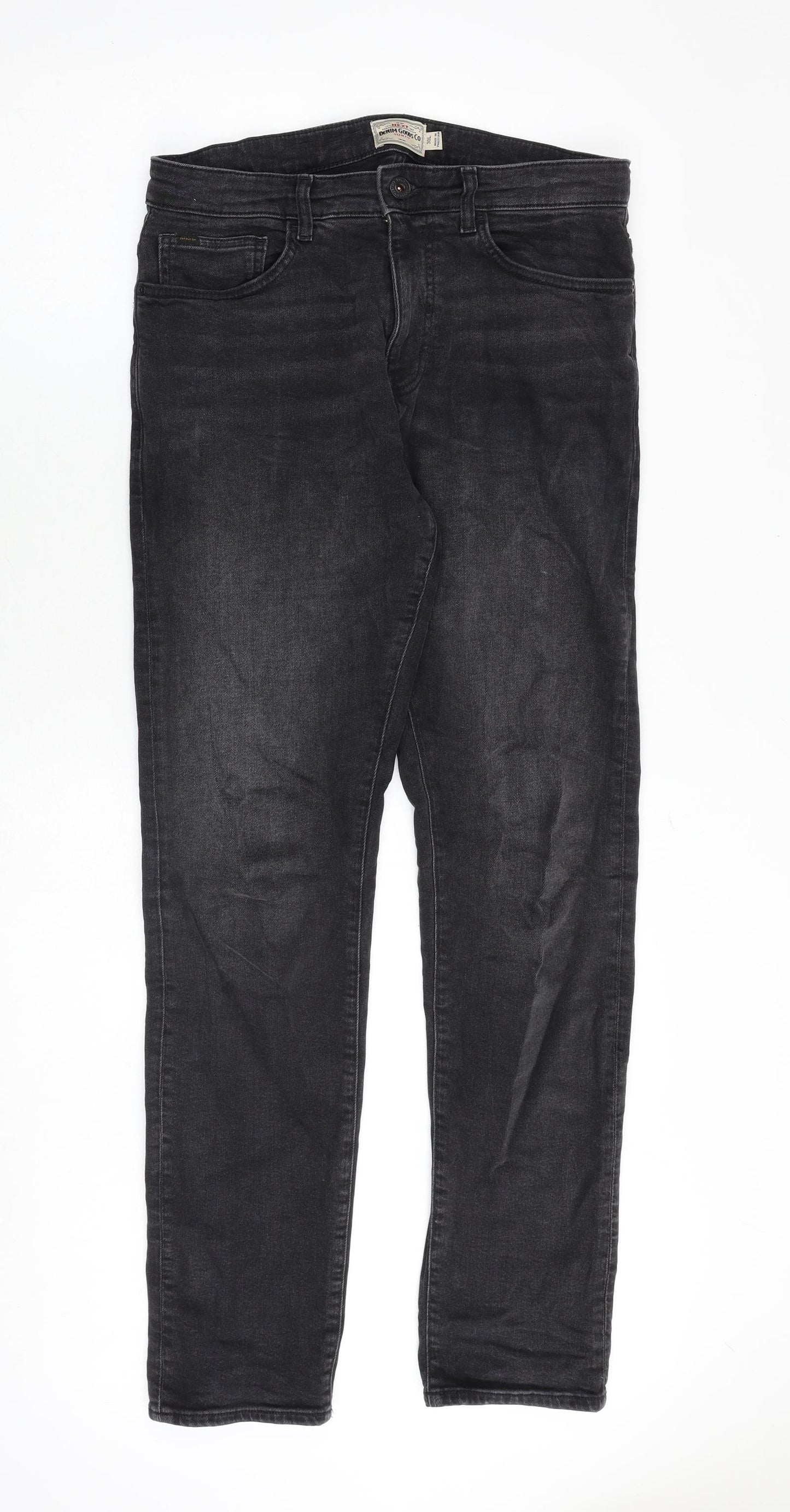 NEXT Mens Grey Cotton Straight Jeans Size 30 in Slim Zip