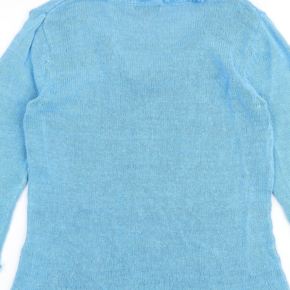 Per Una Womens Blue V-Neck Acrylic Pullover Jumper Size 10