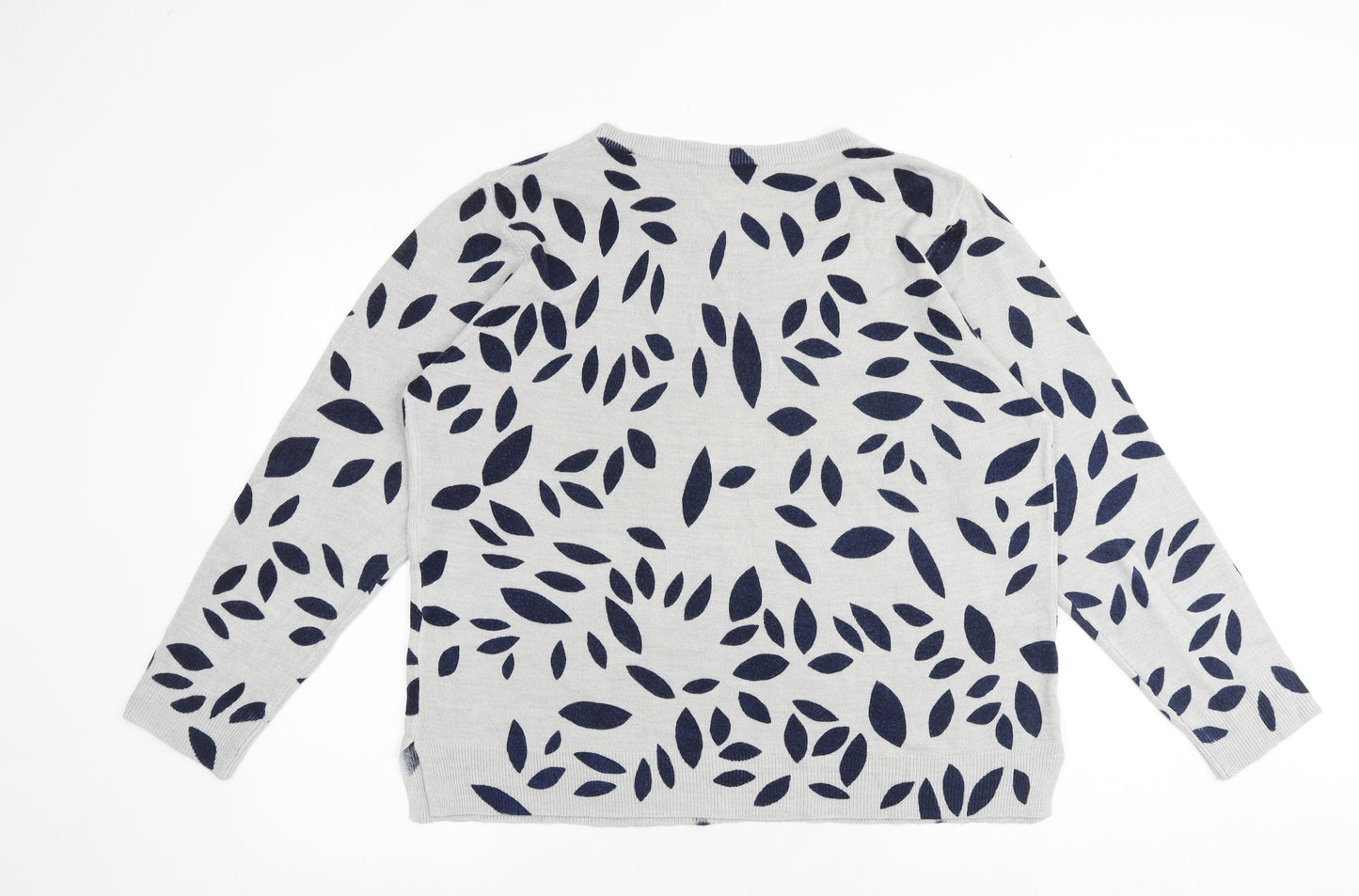 Marks and Spencer Womens Grey Boat Neck Geometric Acrylic Pullover Jumper Size 20