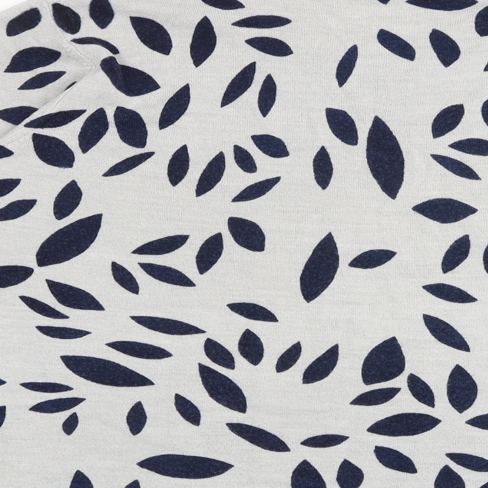 Marks and Spencer Womens Grey Boat Neck Geometric Acrylic Pullover Jumper Size 20