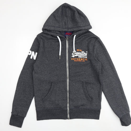 Superdry Mens Grey Cotton Full Zip Hoodie Size M