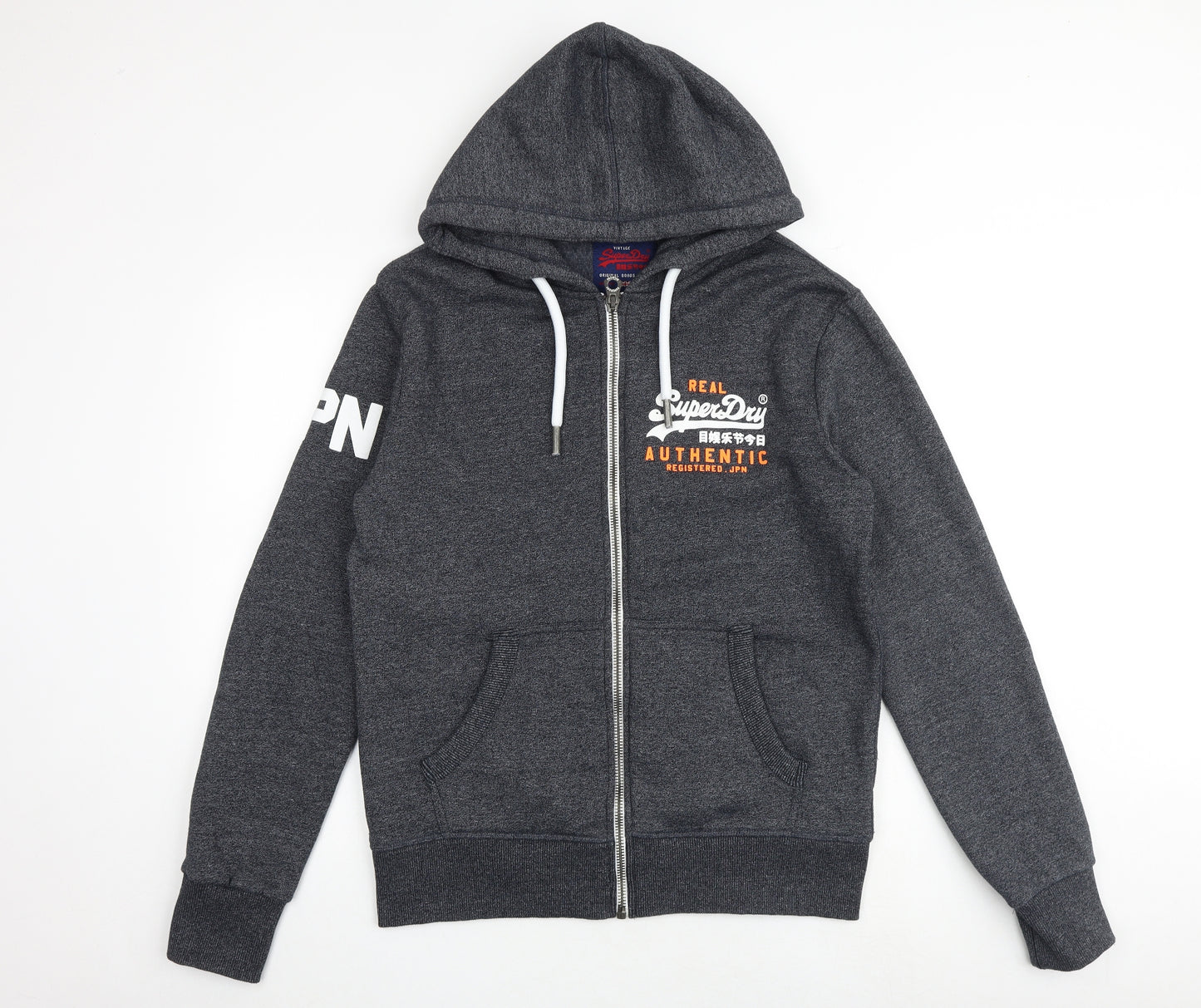 Superdry Mens Grey Cotton Full Zip Hoodie Size M